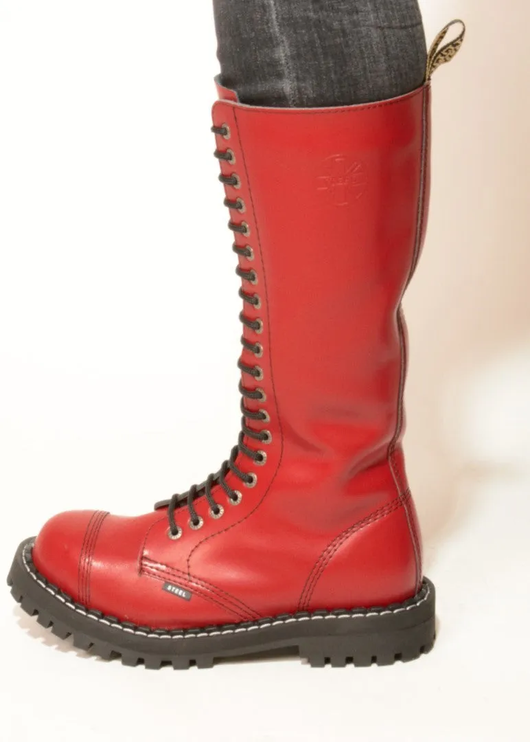 20 holes Steel Toe Cap Ranger Boots - RED -