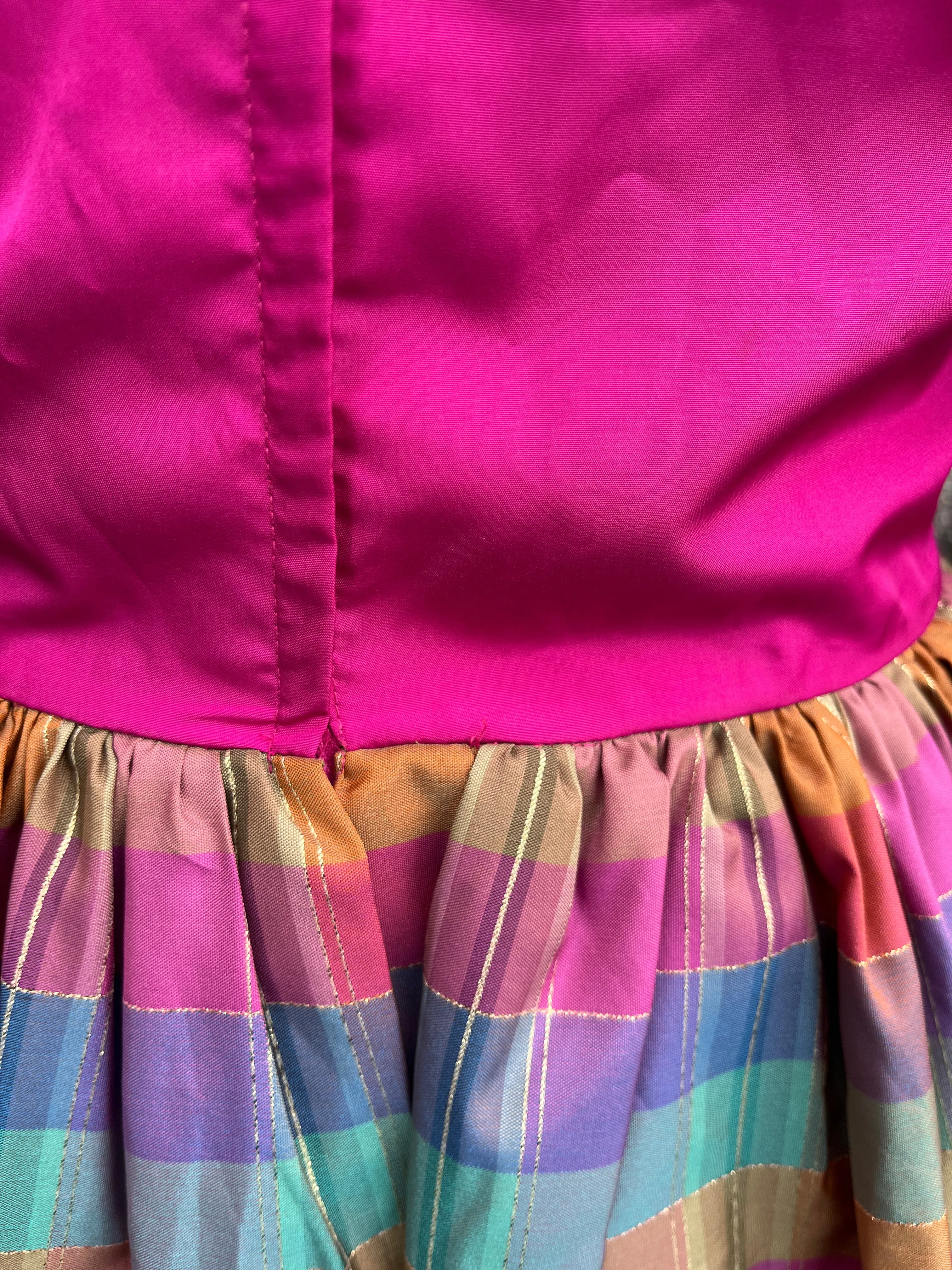 80s pink shiny “house on the Prairie” dress uk 6-8