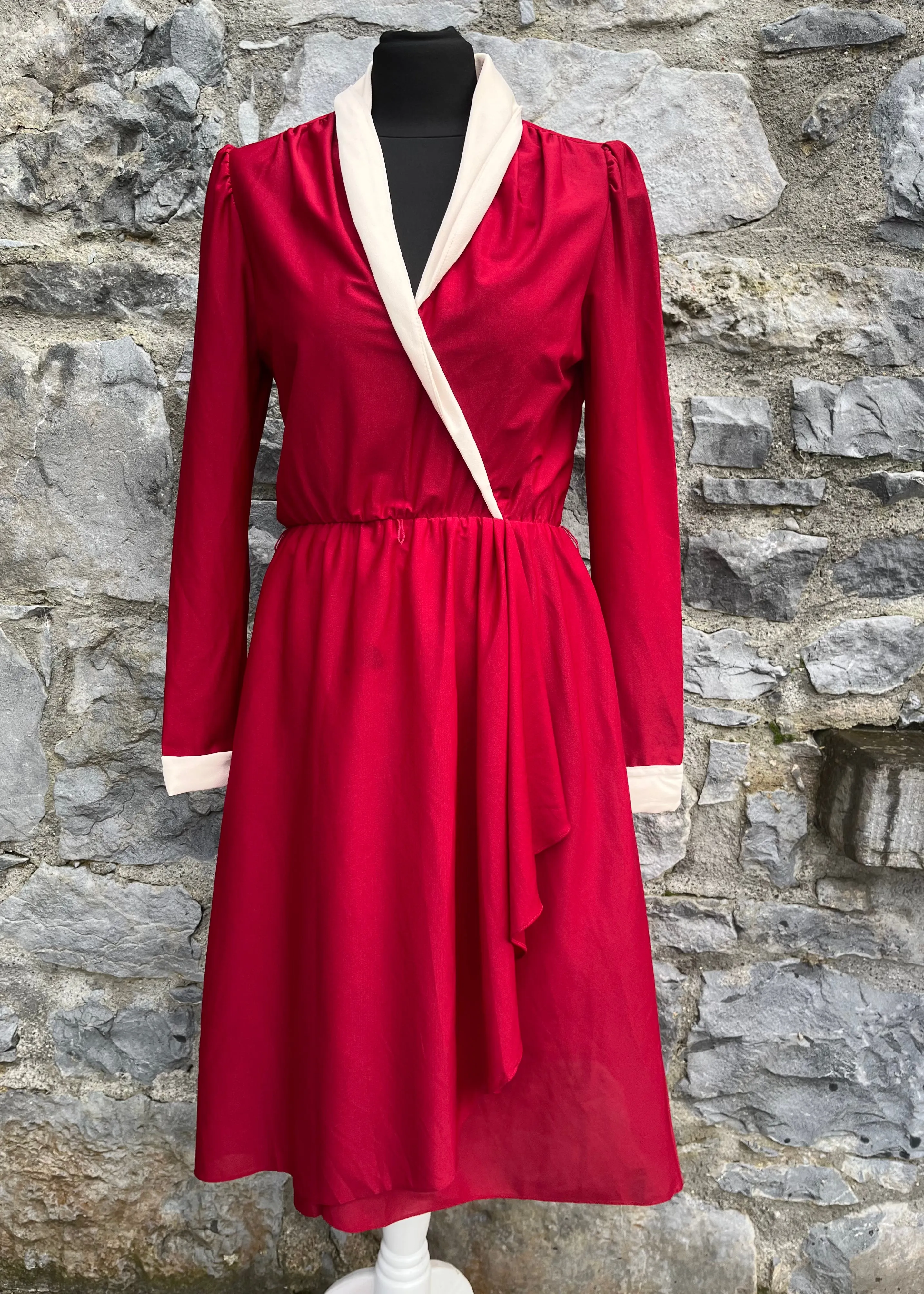 80s wine red dress uk 6-8