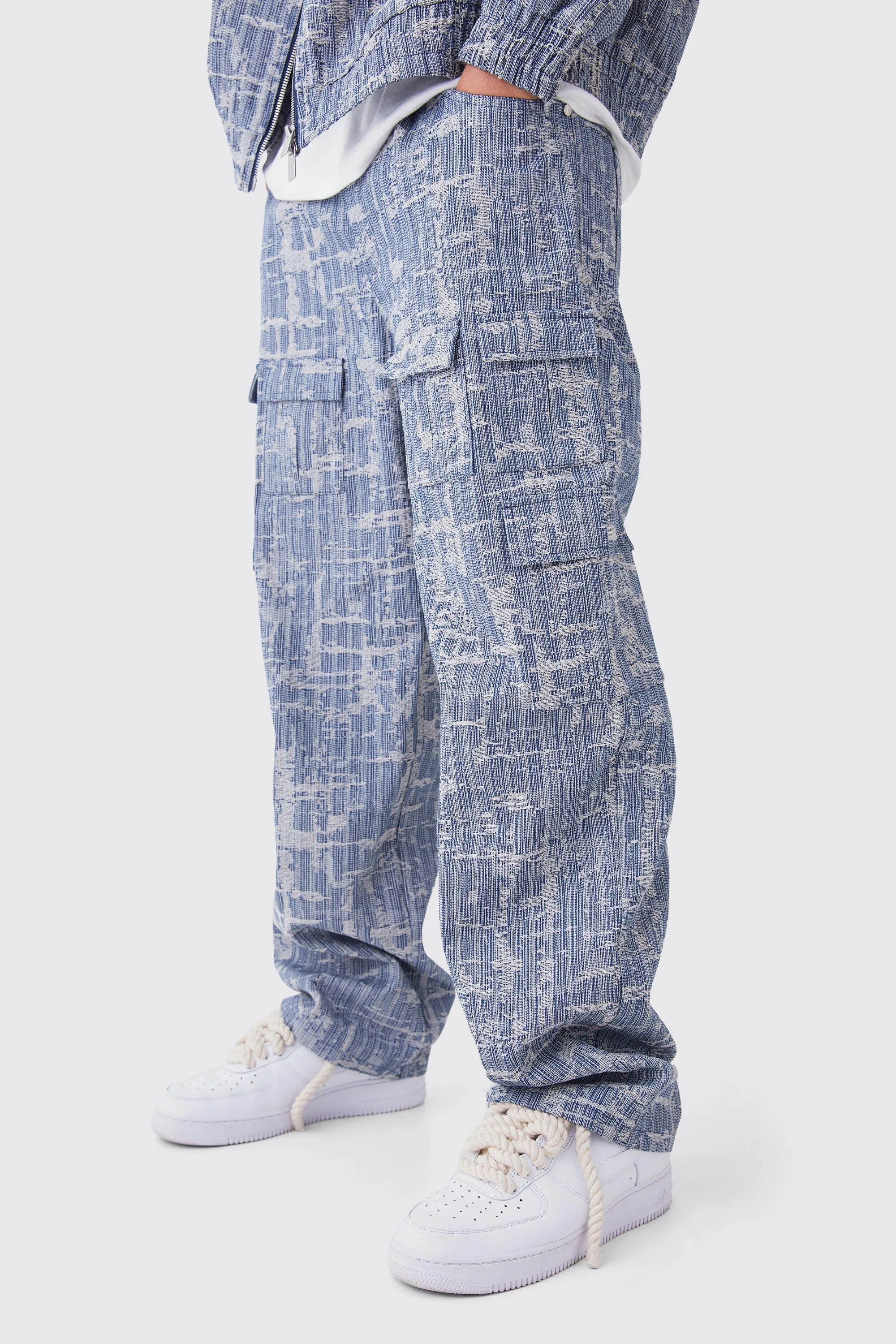 Baggy Fabric Interest Multi Cargo Pocket Jean | boohooMAN UK