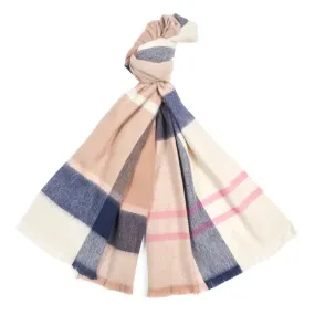 Barbour Womens Rosefield Tartan Scarf Pink / Hessian