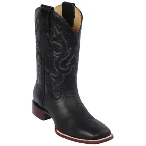 Black Wide Square Toe Cowboy Boots