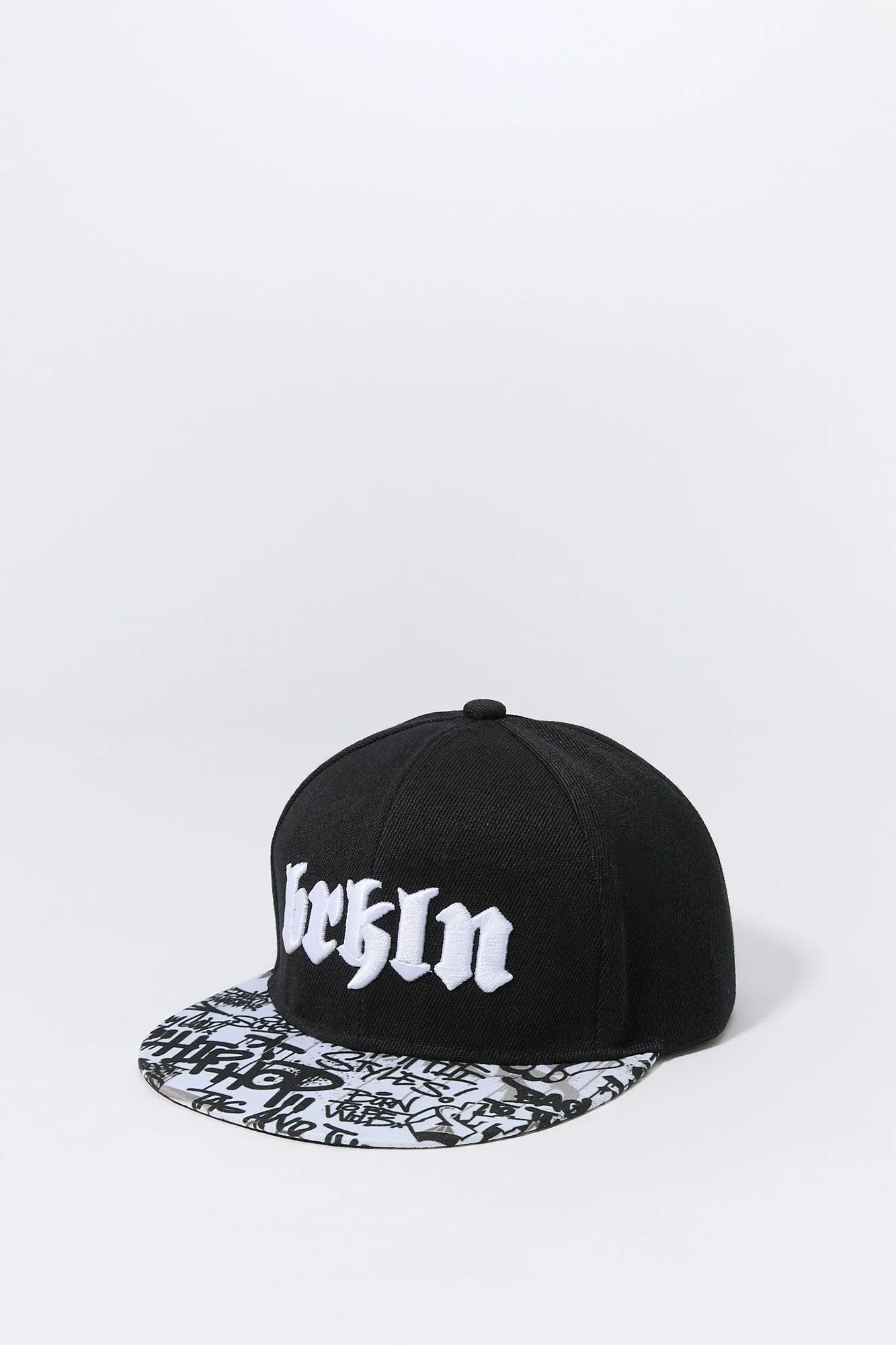 Brooklyn Embroidered Graffiti Print Snapback Hat