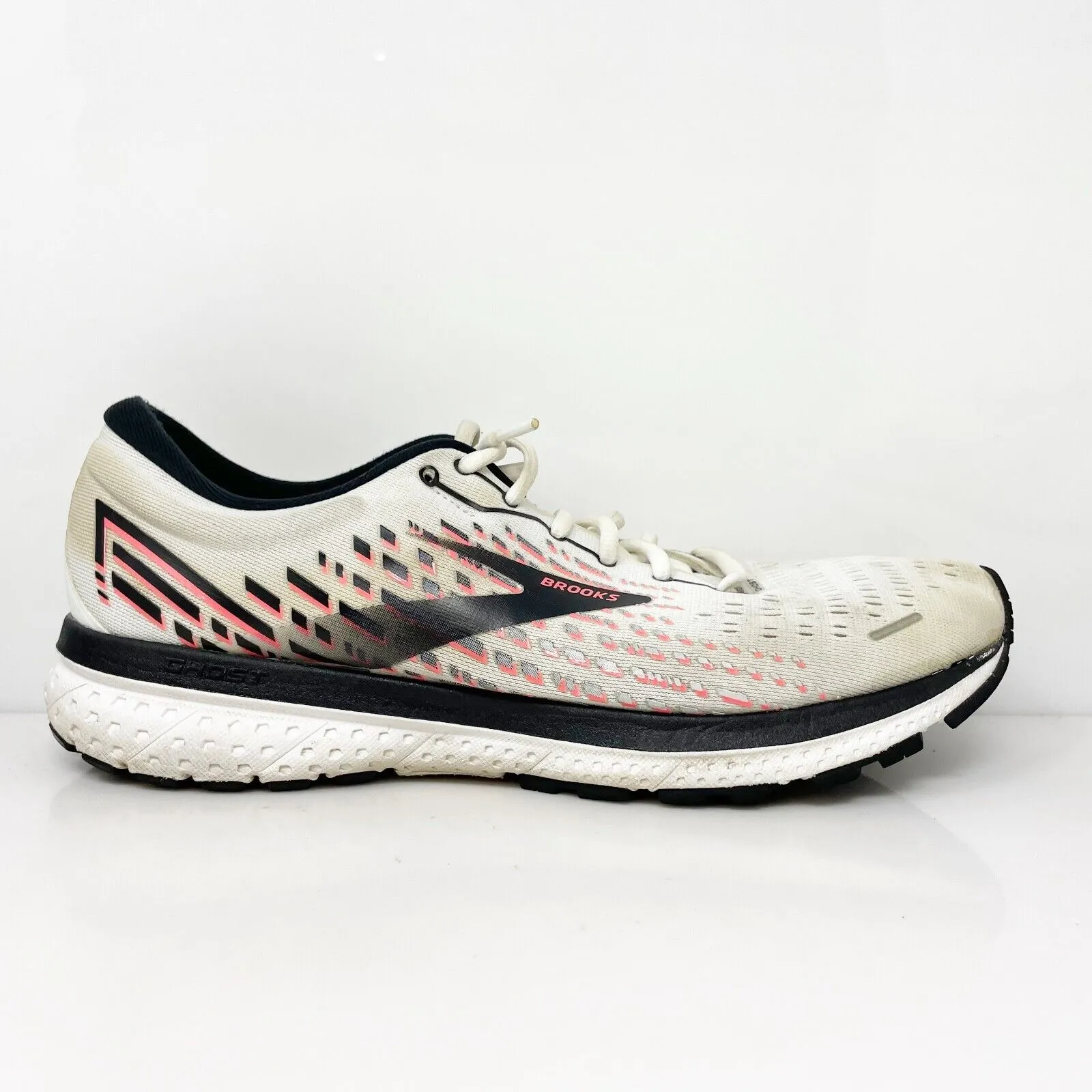 Brooks Womens Ghost 13 1203381B192 White Running Shoes Sneakers Size 12 B