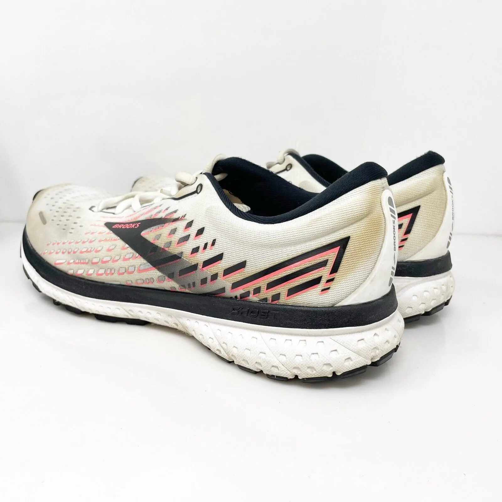 Brooks Womens Ghost 13 1203381B192 White Running Shoes Sneakers Size 12 B