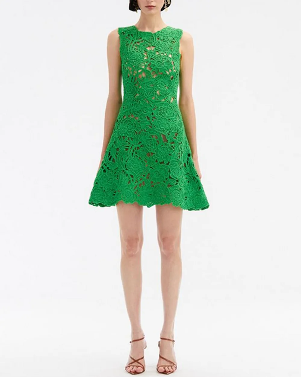 Cactus Jewel Neck Crochet Poppy Dress