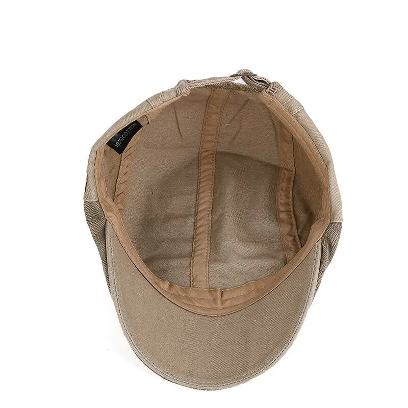 Casual Cotton Solid Color Caps Peaked Summer Beret Hats for Men