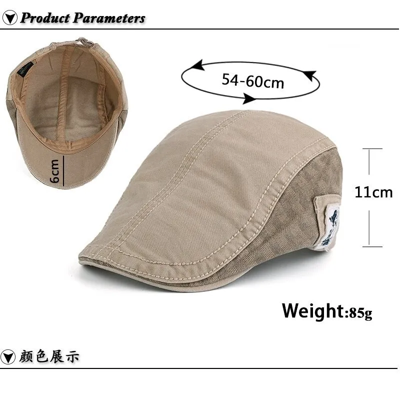 Casual Cotton Solid Color Caps Peaked Summer Beret Hats for Men