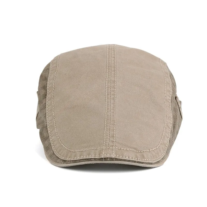 Casual Cotton Solid Color Caps Peaked Summer Beret Hats for Men