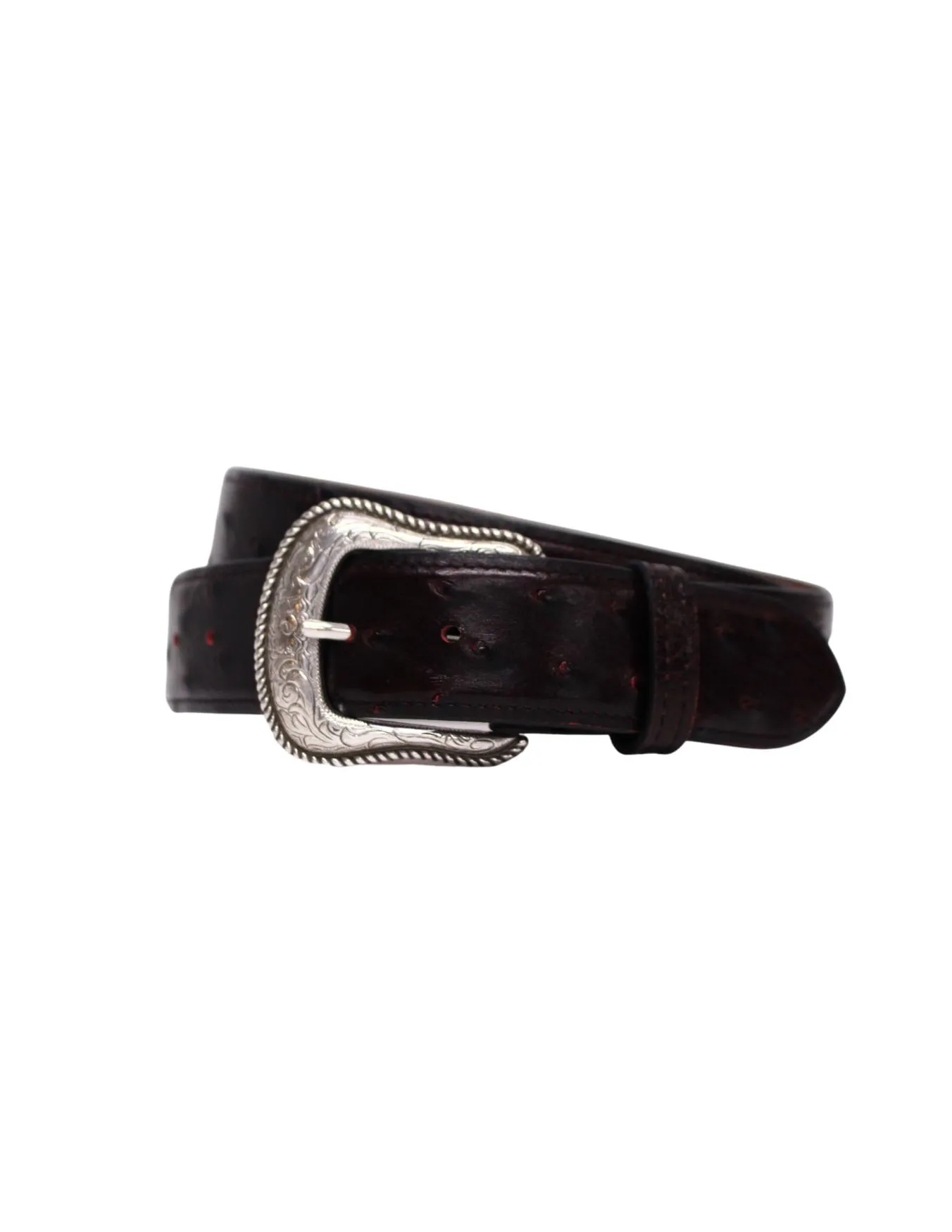 Chacon Mens Black Cherry Ostrich Belt