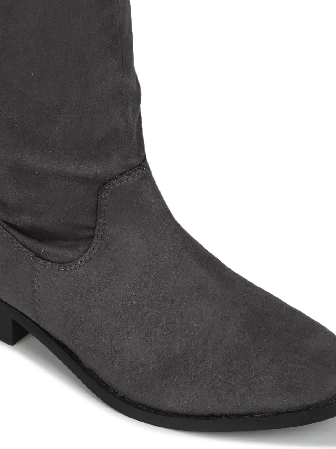 Charcoal Suede Thigh High Boots