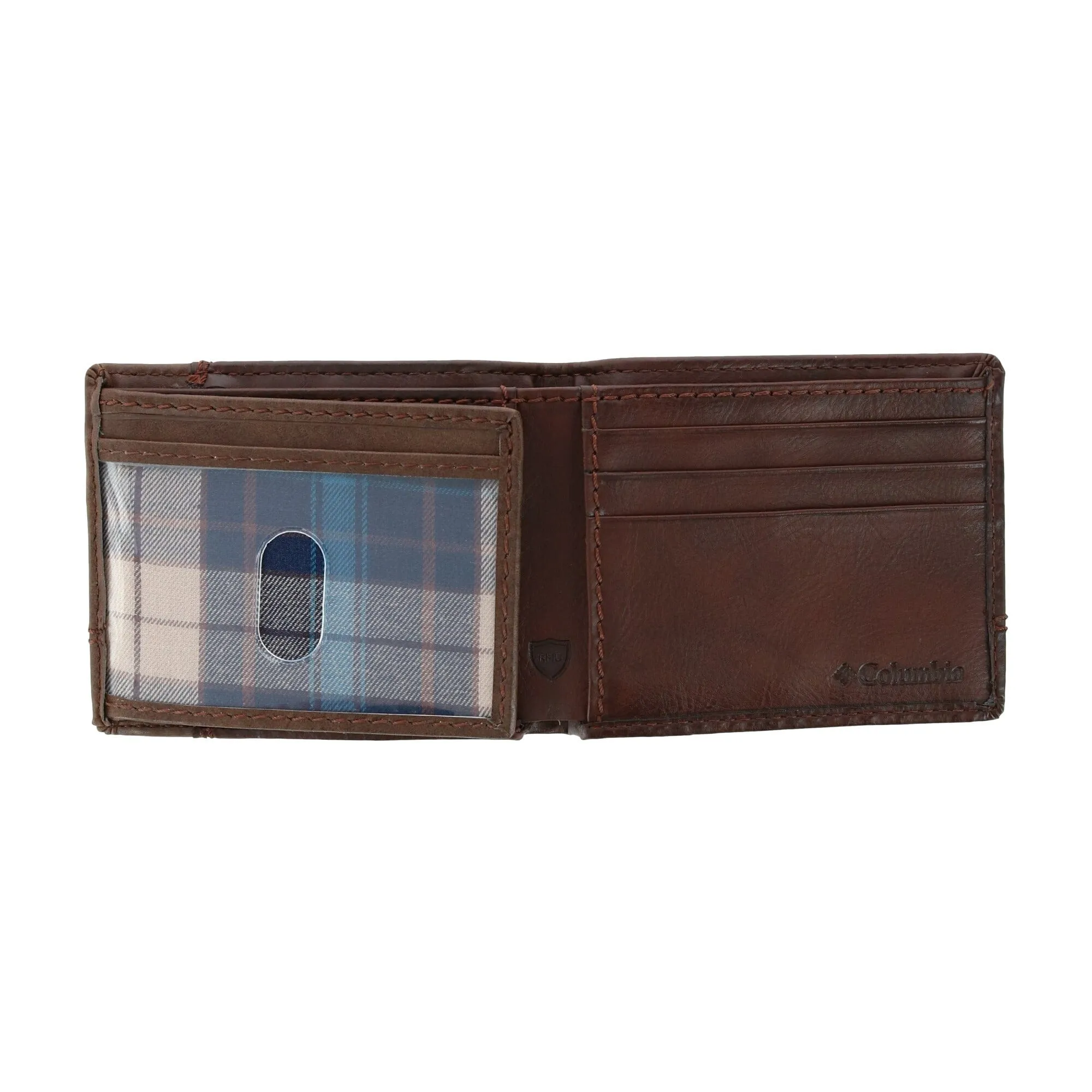 Columbia Men's Leather RFID Slim Bifold Wallet with Exterior Pocket