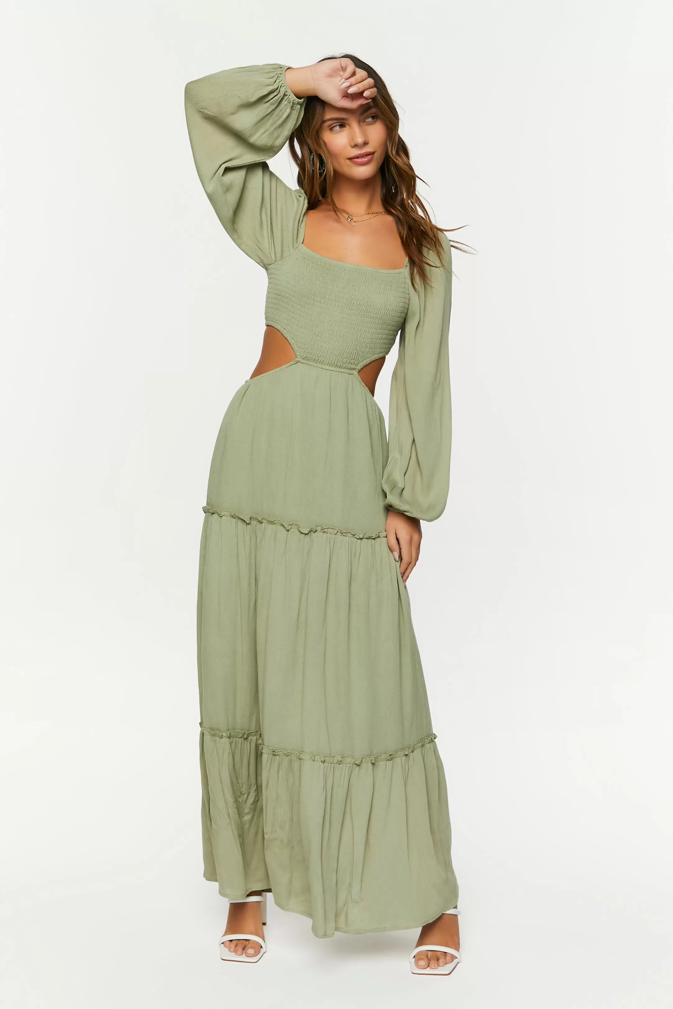 Cutout Maxi Peasant Dress