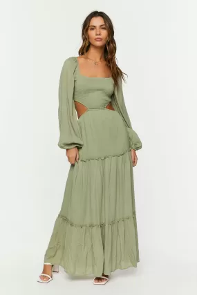 Cutout Maxi Peasant Dress