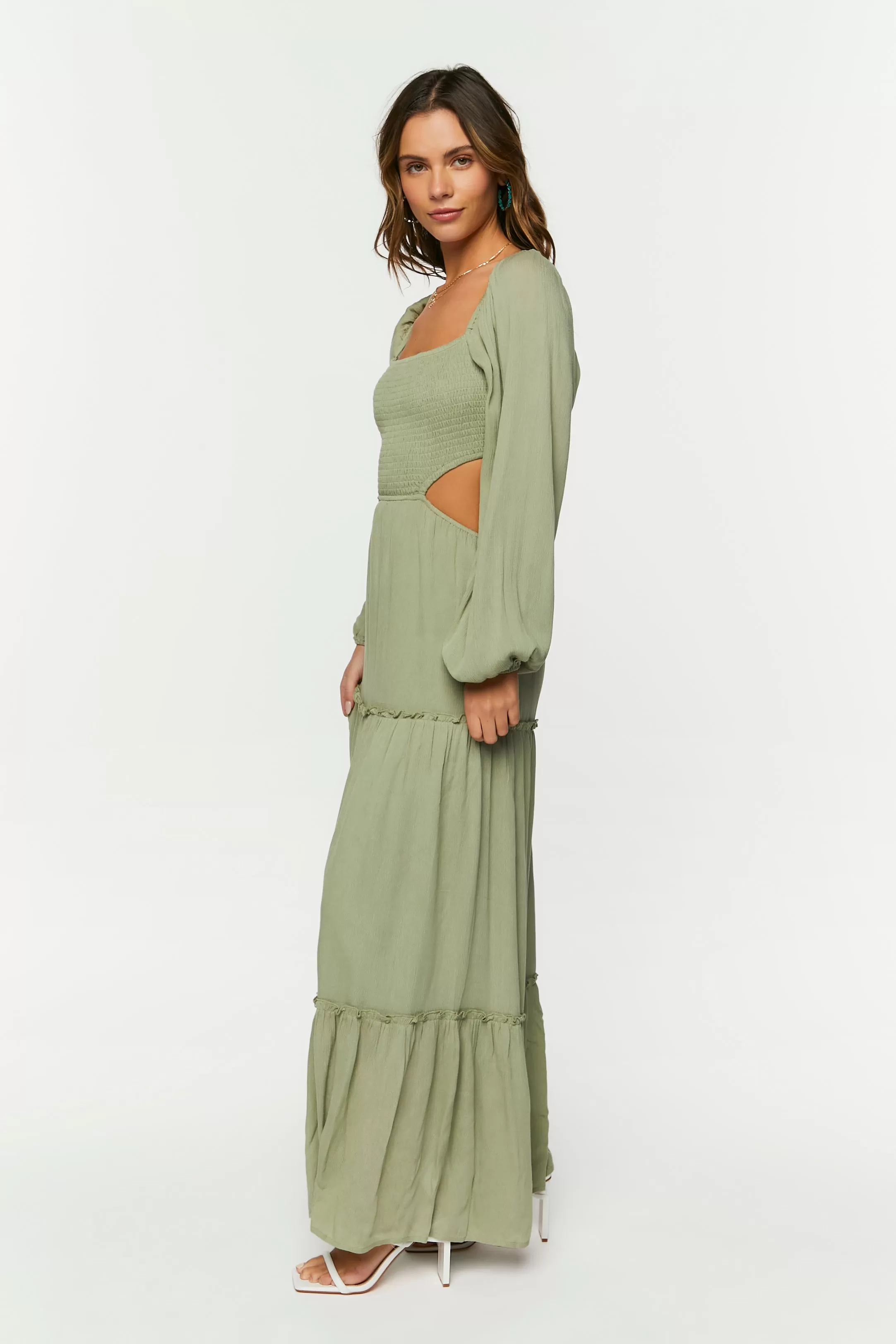 Cutout Maxi Peasant Dress