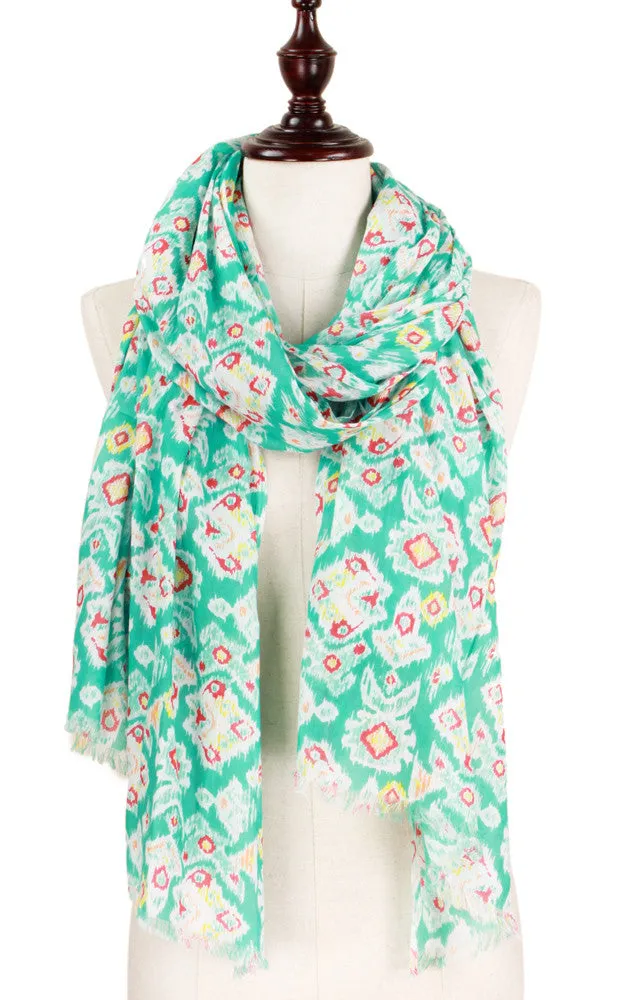 EAS0117 Mint Abstract Pattern Cotton Scarf