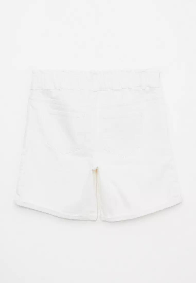 Elastic Waist Standard Fit Plain Pocket Detailed Maternity Rodeo Jean Shorts