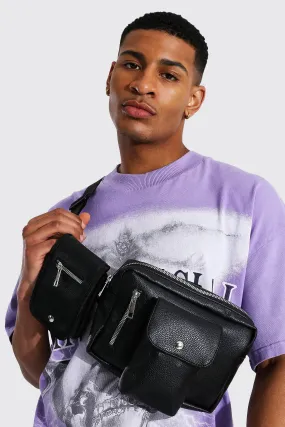 Faux Leather Double Pocket Chest Rig Bag | boohooMAN UK