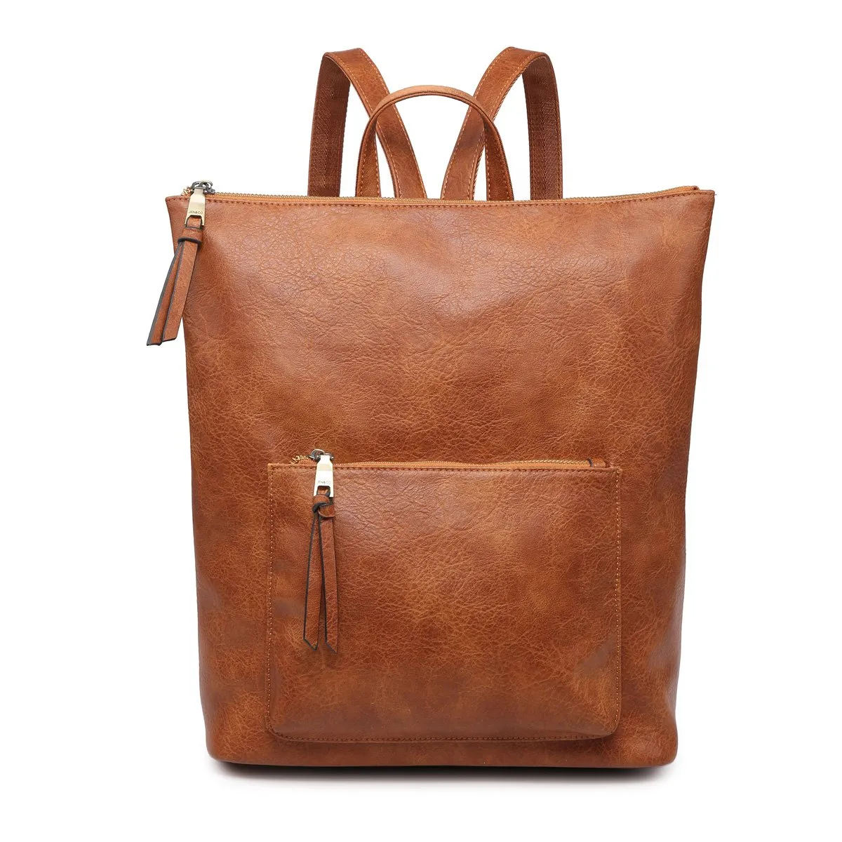 Faux Leather Front Pocket Backpack