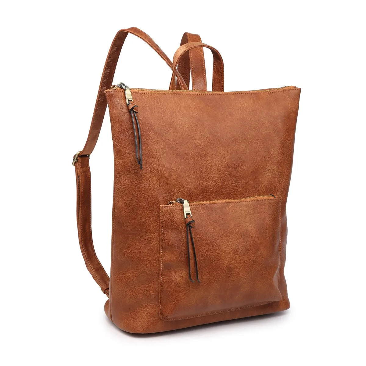 Faux Leather Front Pocket Backpack