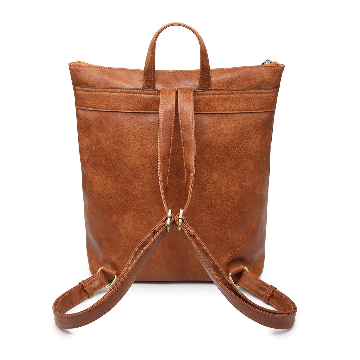 Faux Leather Front Pocket Backpack