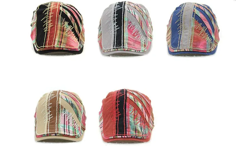 Flat Patchworked Beret Gorras Planas Visor Hat Caps for Men & Women