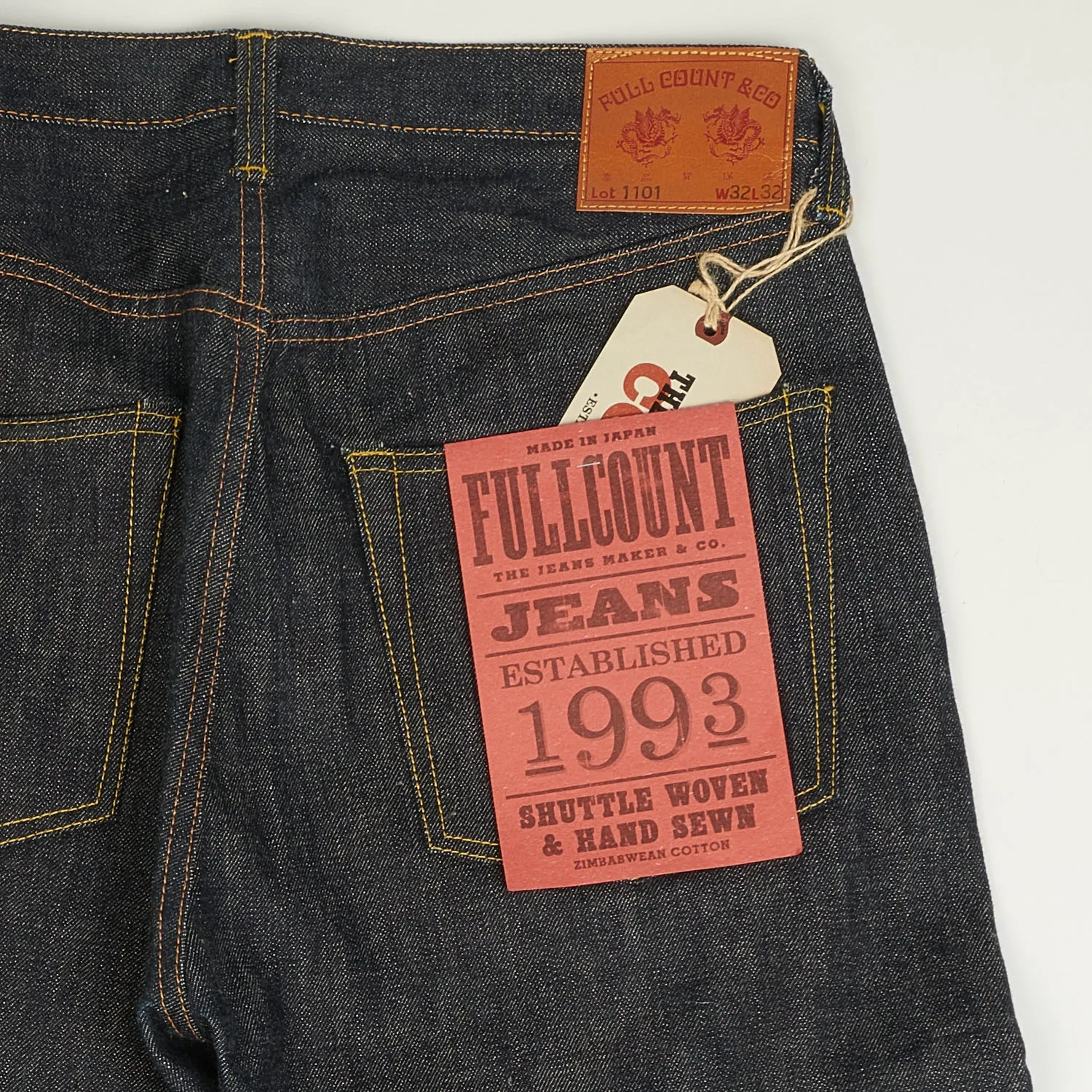 Full Count 1101 13.7oz 'Plain Pocket' Loose Straight Jean - Raw