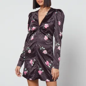 Ganni Floral-Print Crinkled Satin Mini Dress - EU 34/UK 6 | Coggles