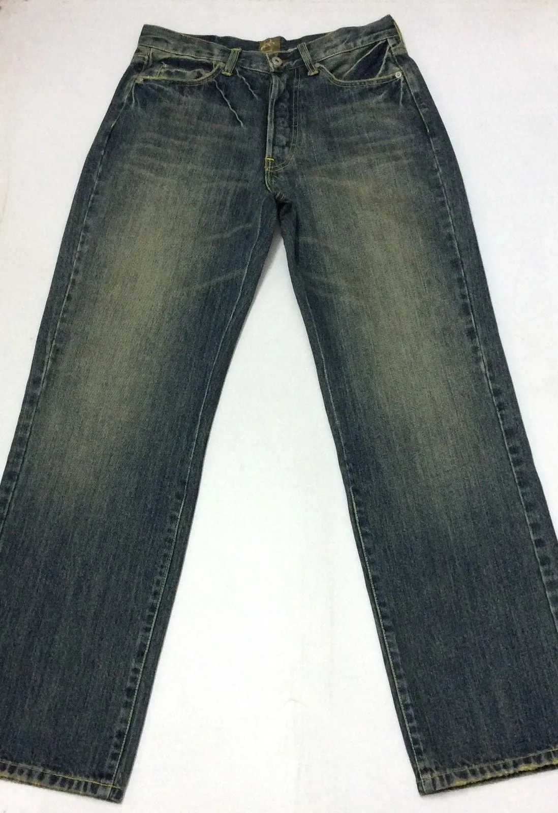 Green Cotton Six Pocket Denim Jean Vintage Blue