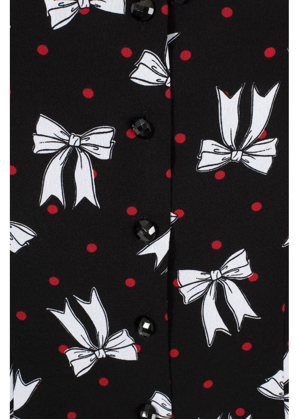 Hell Bunny Bobbie Bow 40's Blouse Black