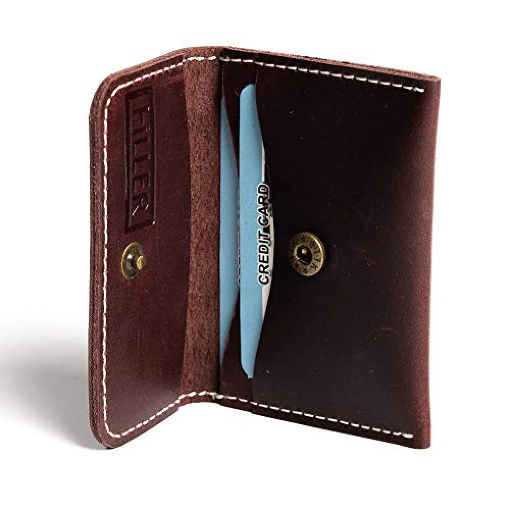 Hiller Leather Business and Credit Card Holder/Money Purse/Pocket Wallet for Men and Women. (Coliseum Ruby)