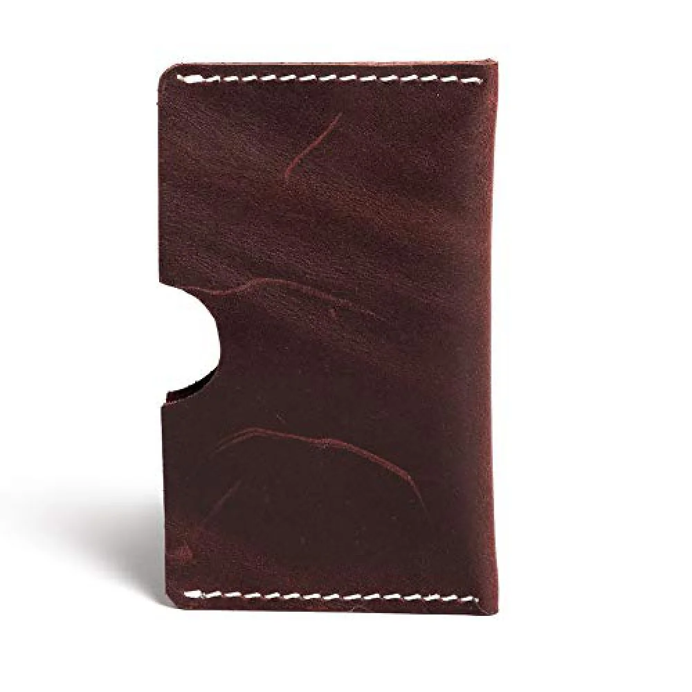 Hiller Leather Business Card Holder/Pocket Wallet/Money Purse for Men and Women. (Coliseum Ruby)