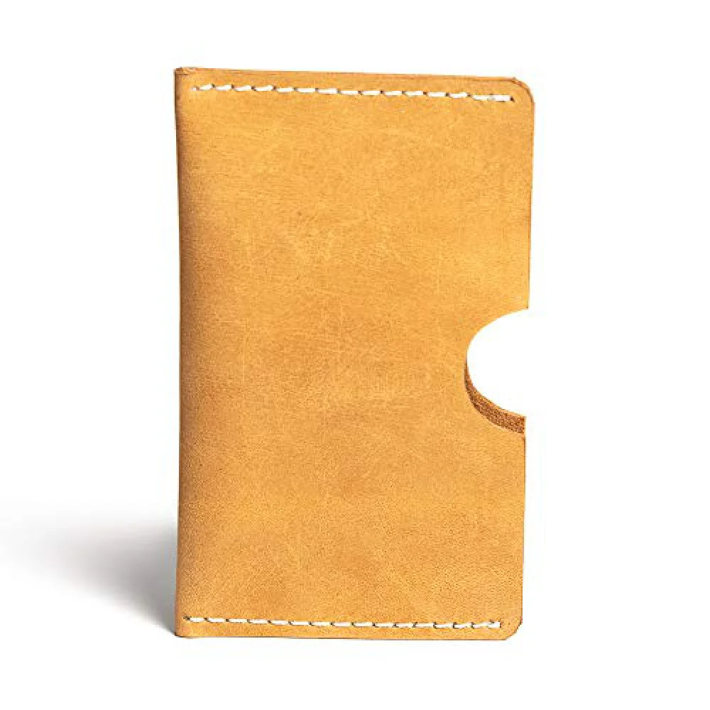 Hiller Leather Business Card Holder/Pocket Wallet/Money Purse for Men and Women. (Elmotique Champagne)