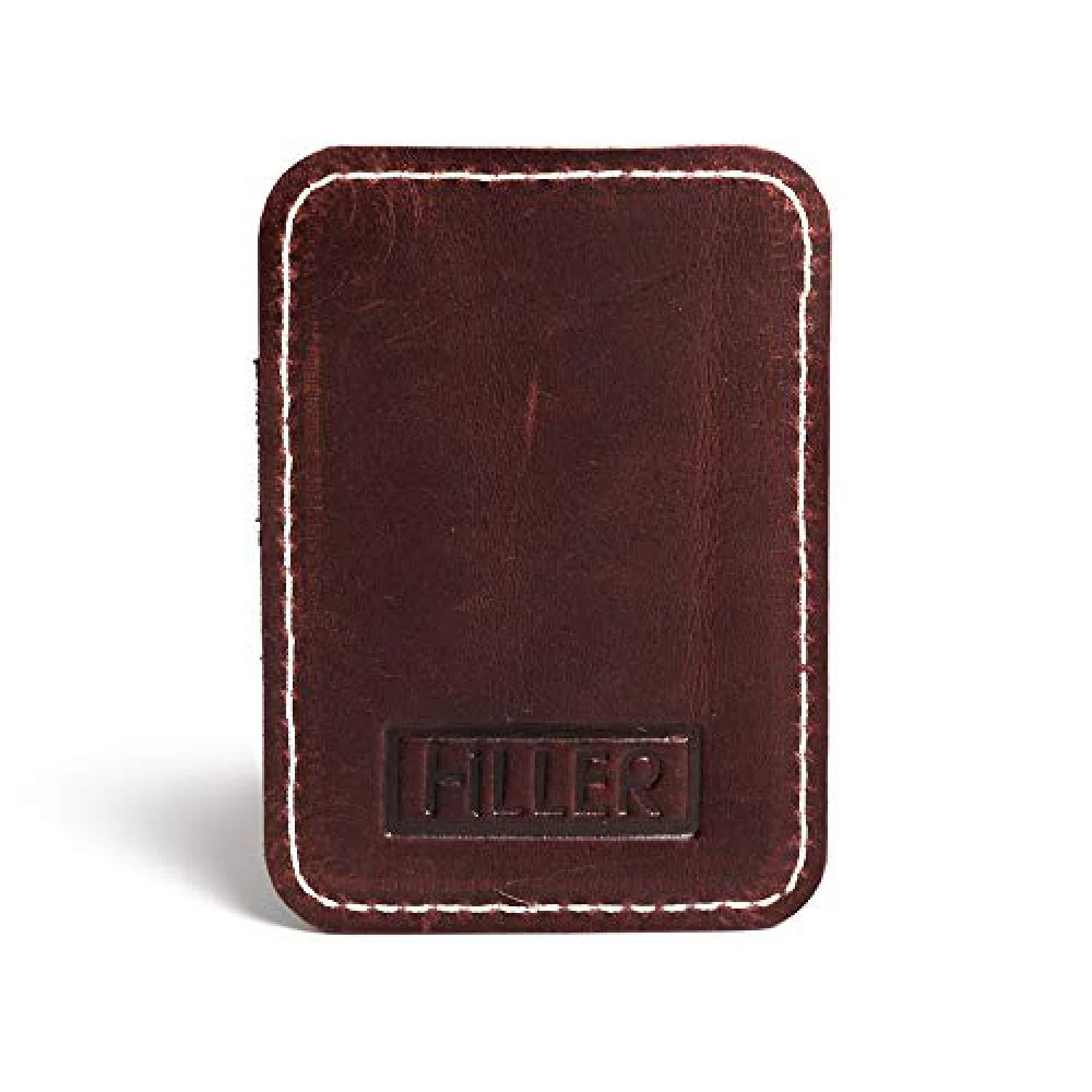 Hiller Leather Mobile Business Card Holder/Pocket Wallet/Money Purse for Men and Women. (Brunette)