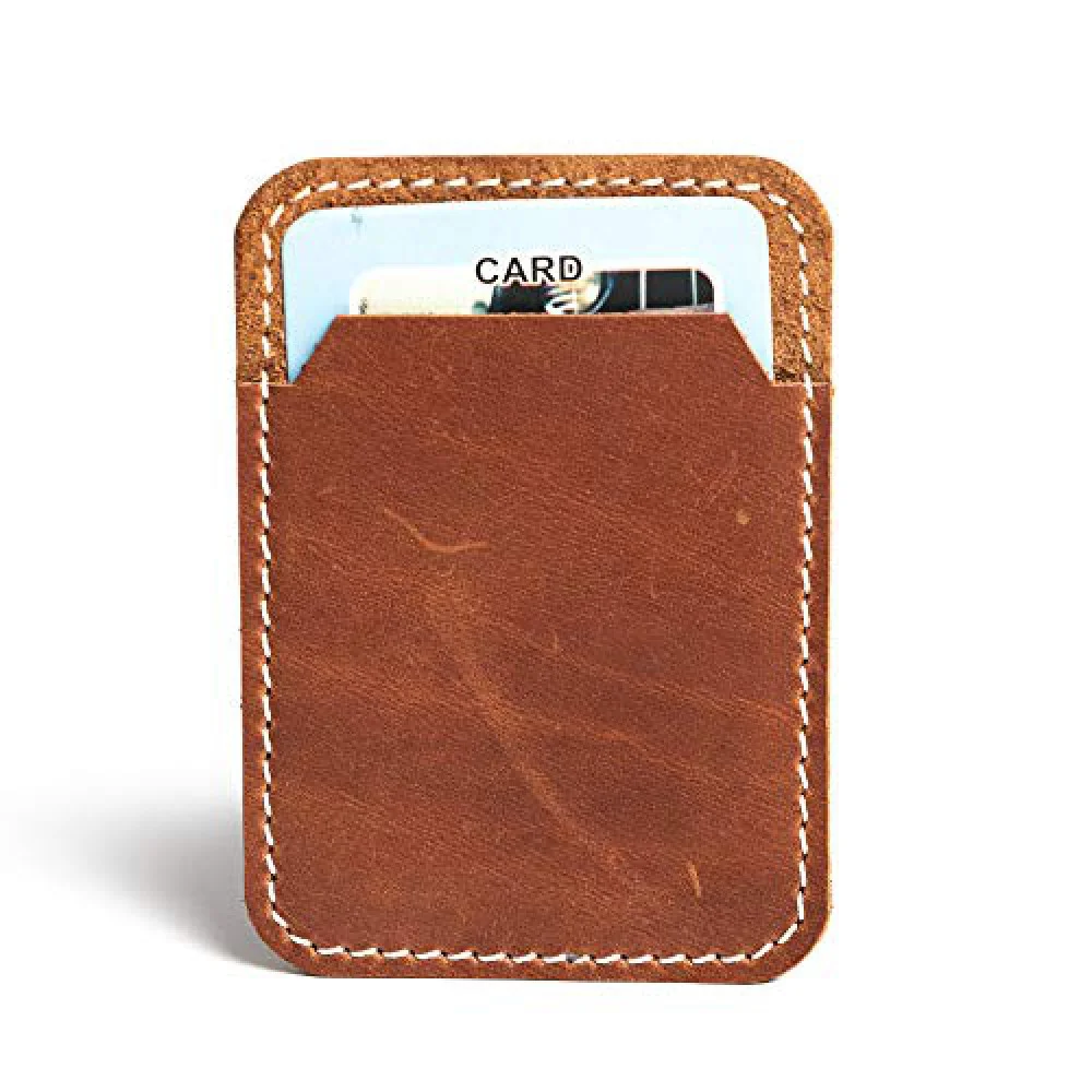 Hiller Leather Mobile Business Card Holder/Pocket Wallet/Money Purse for Men and Women. (Cinnamon)