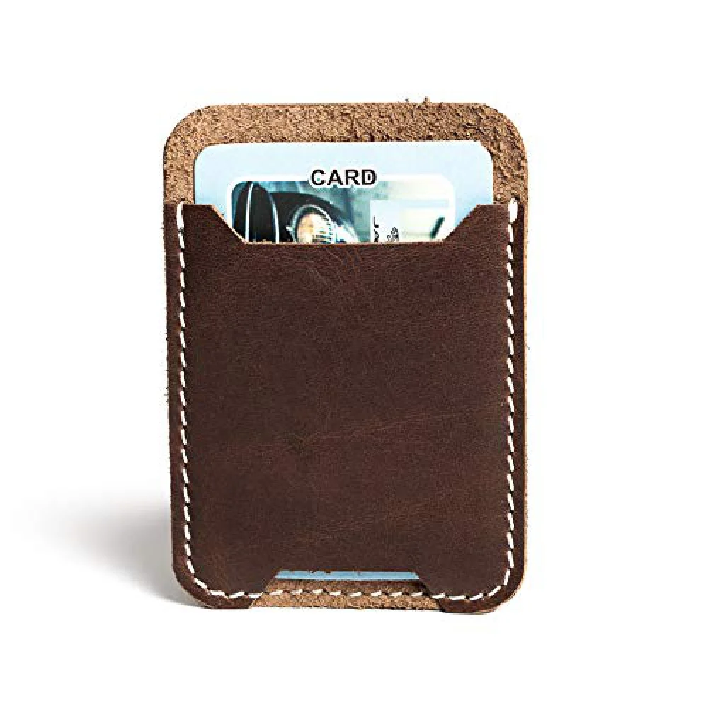 Hiller Leather Mobile Business Card Holder/Pocket Wallet/Money Purse for Men and Women. (Equestrian French Roast)