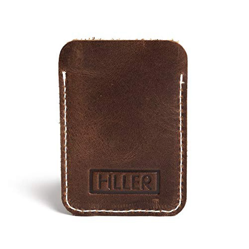 Hiller Leather Mobile Business Card Holder/Pocket Wallet/Money Purse for Men and Women. (Equestrian French Roast)