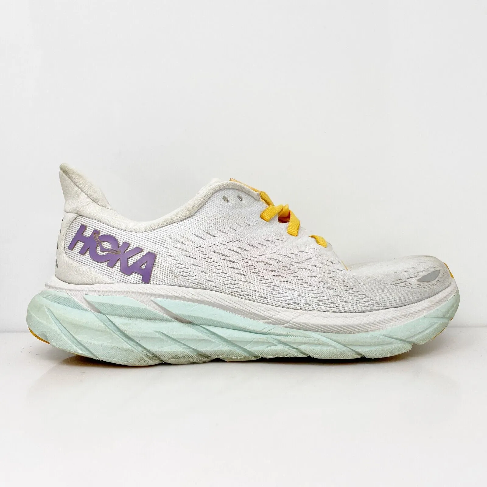 Hoka One One Womens Clifton 8 1119394 BDBW White Running Shoes Sneakers Size 5 B