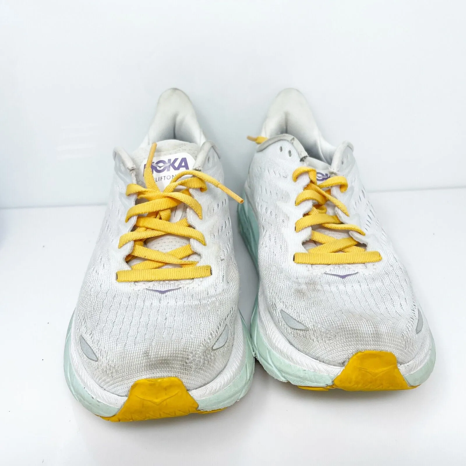 Hoka One One Womens Clifton 8 1119394 BDBW White Running Shoes Sneakers Size 5 B