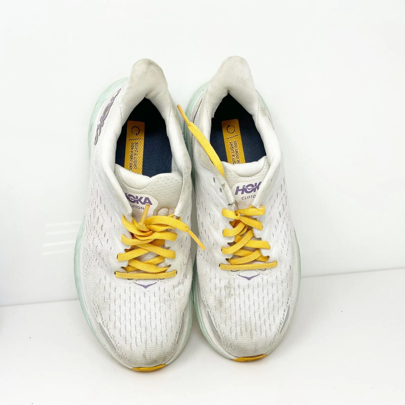 Hoka One One Womens Clifton 8 1119394 BDBW White Running Shoes Sneakers Size 5 B