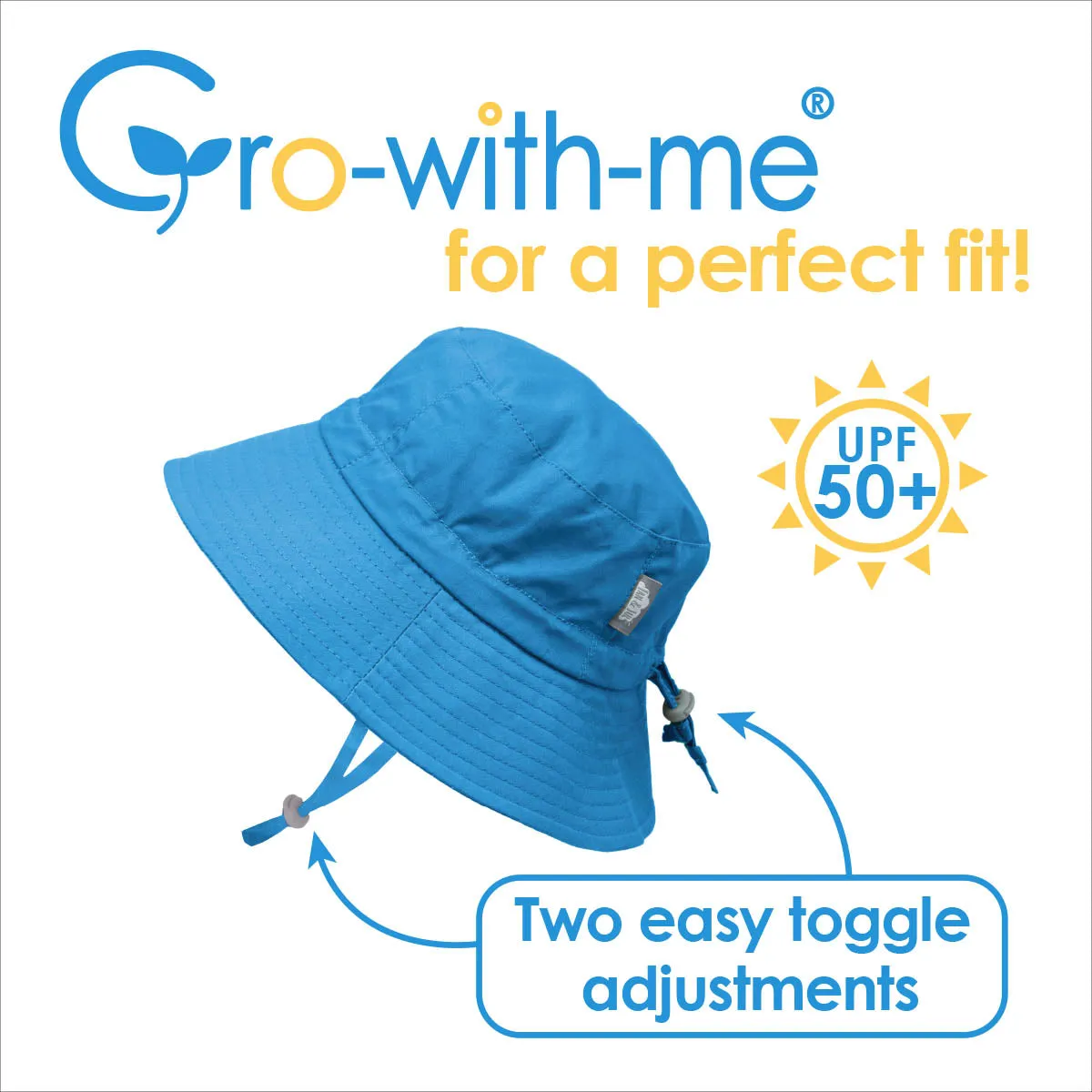 JAN & JUL GRO-WITH-ME 50+ UPF Cotton Bucket Hat -Navy Waves