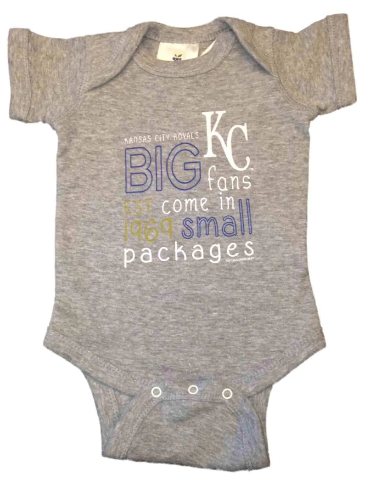 Kansas City Royals SAAG INFANT BABY Boys Gray Big Fan One Piece Outfit