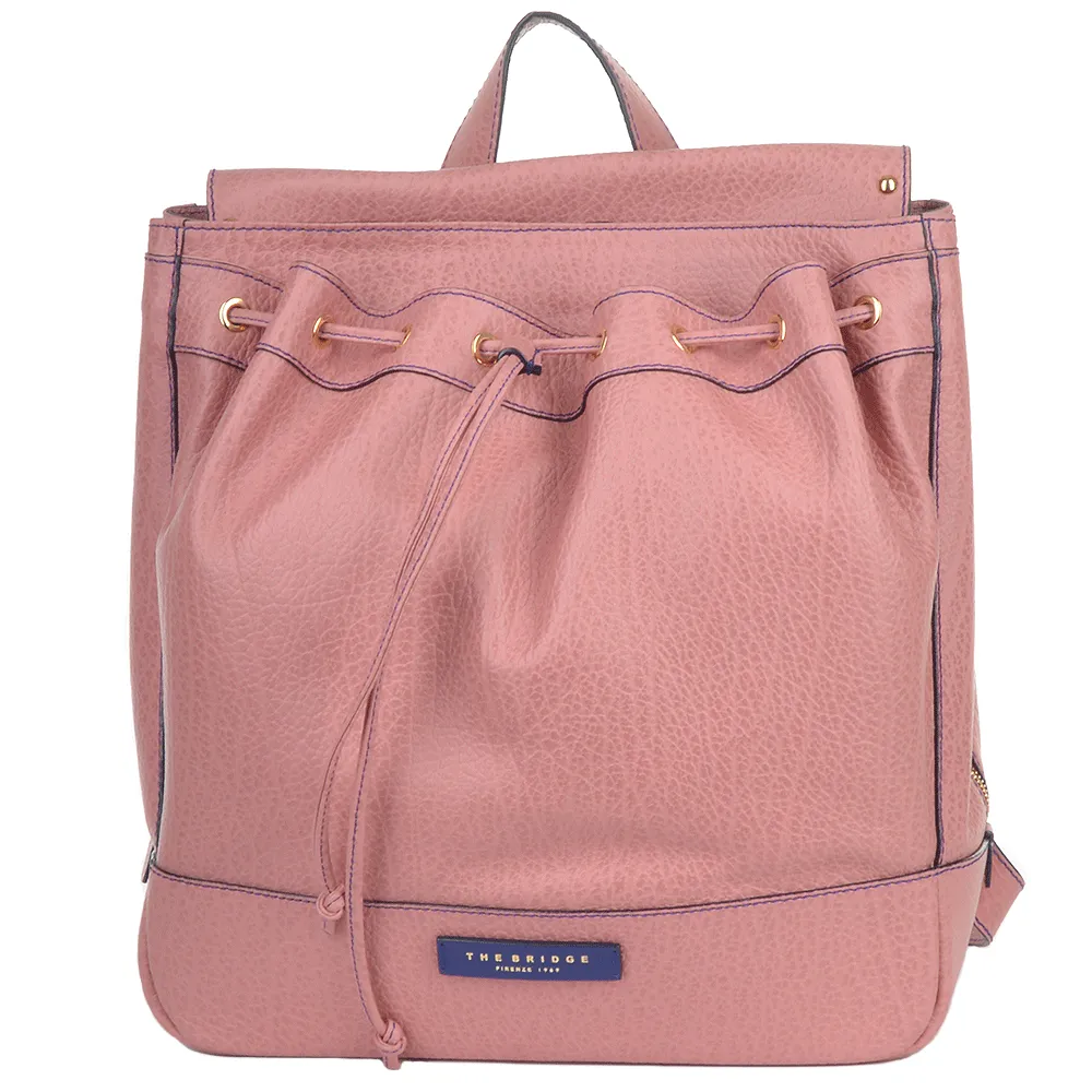 Large Italian Leather Three Pocket Rucksack Dusty Rose/gold: 40546 85 5F NH