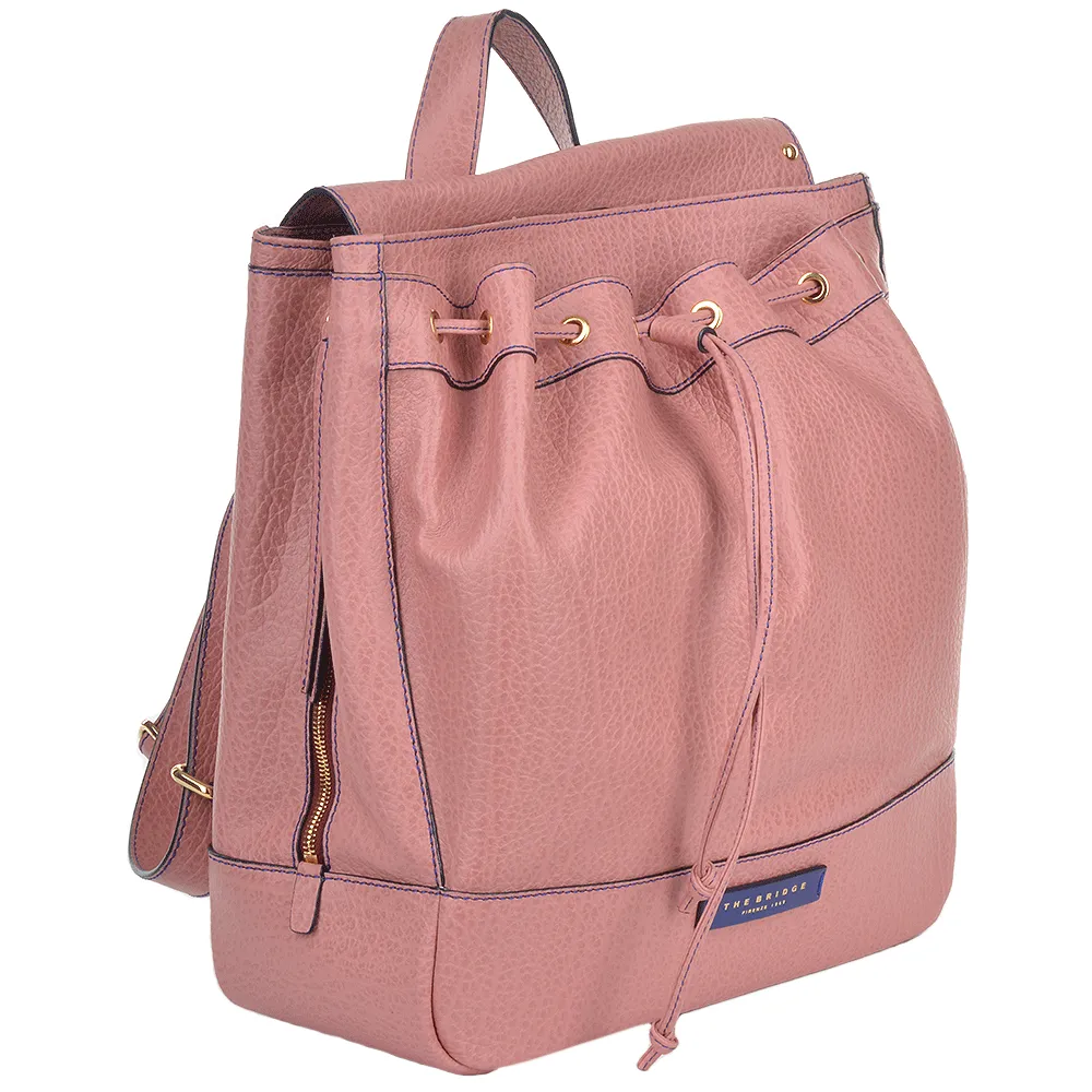 Large Italian Leather Three Pocket Rucksack Dusty Rose/gold: 40546 85 5F NH