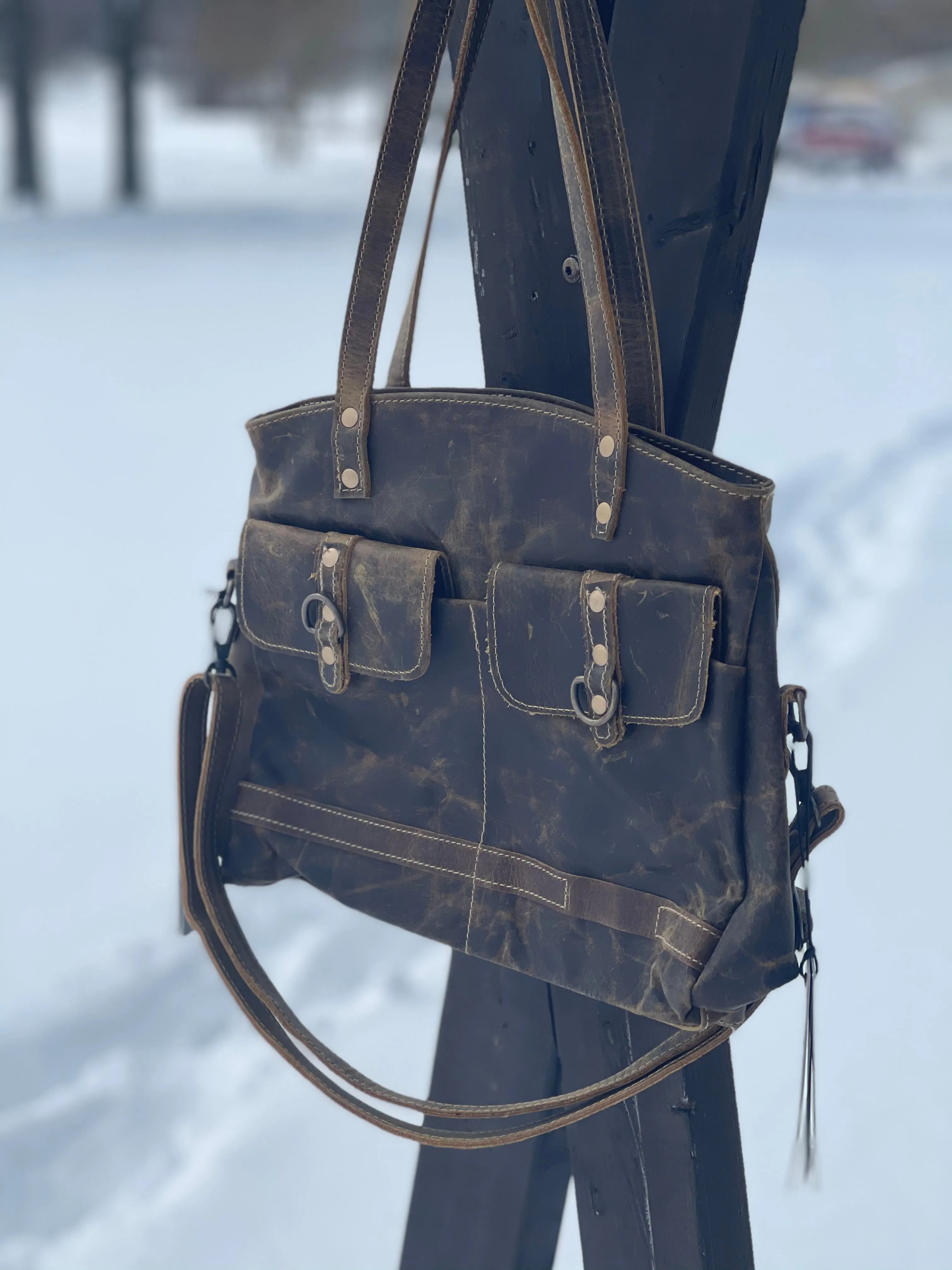 Leather Pocket Detail Bag