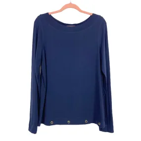 Lilly Pulitzer Navy Blue Boatneck with Rivet Detail Hem Top- Size L