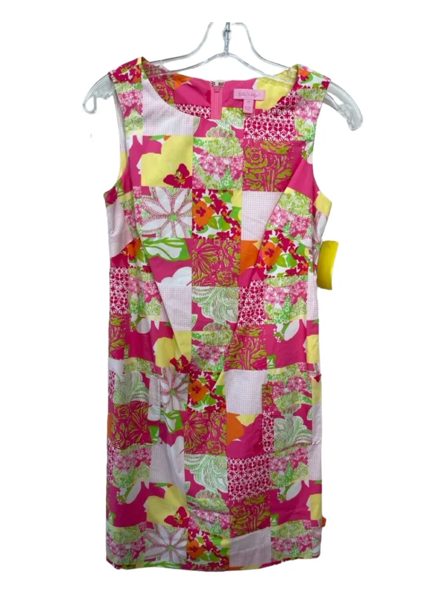 Lilly Pulitzer Size 0 Pink & Multi Cotton Patchwork Sleeveless Back Zip Dress