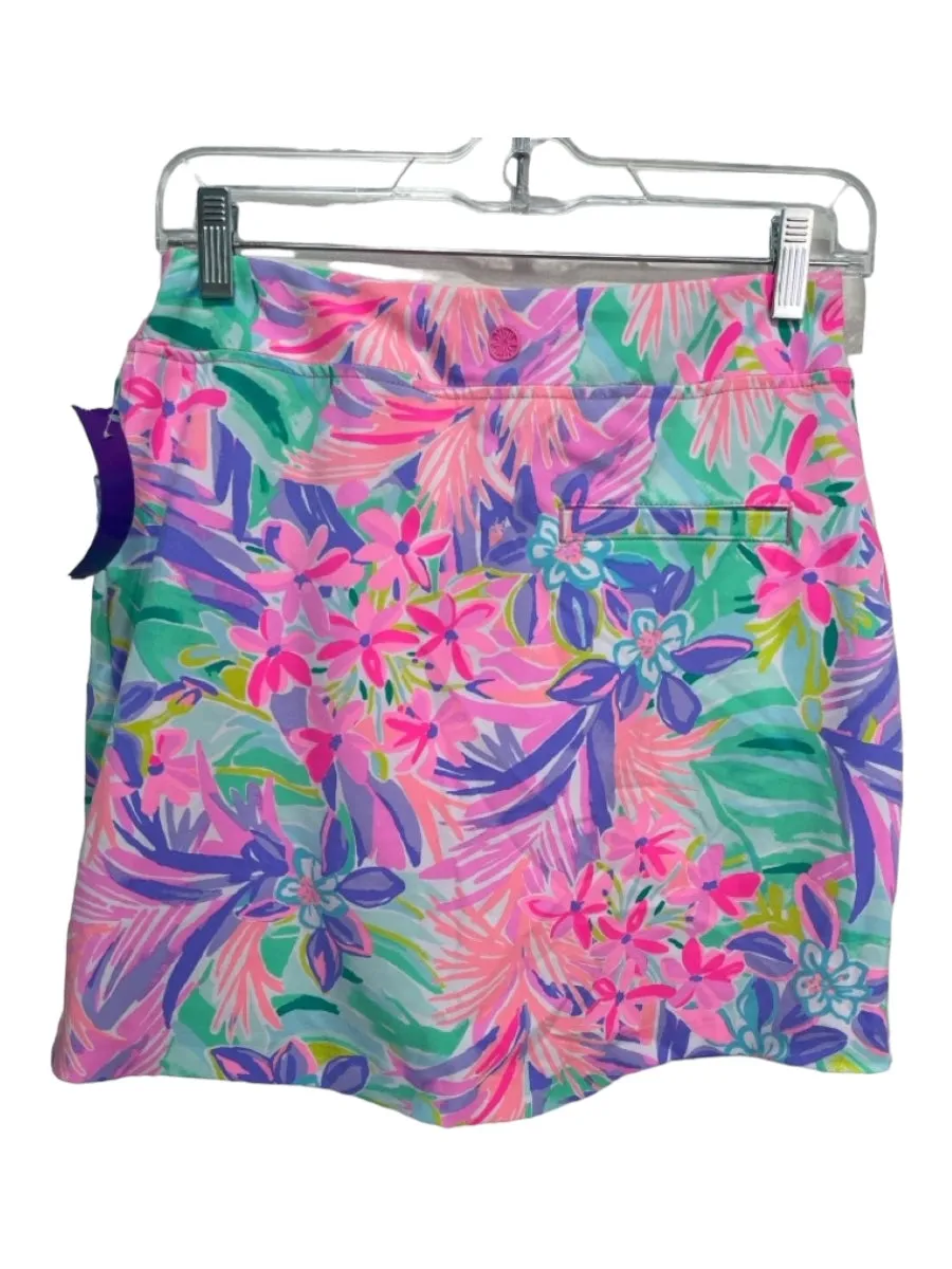 Lilly Pulitzer Size 0 Pink, Green & Purple Polyester Blend Elastic Waist Skort