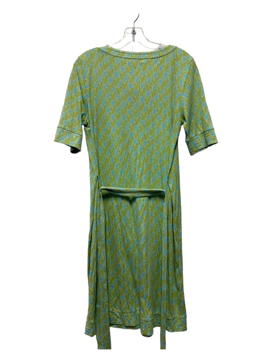 Lilly Pulitzer Size 10 Green & Blue Silk Short Sleeve Abstract Belt Dress