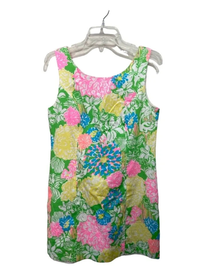 Lilly Pulitzer Size 6 White & Multi Cotton Floral Square Neck Sleeveless Dress